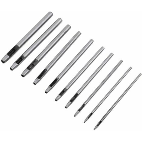 Lot de 10 emporte-pièces (0,5-5 mm) pour ceintures, outils pour le travail du cuir et loisirs créatifs.