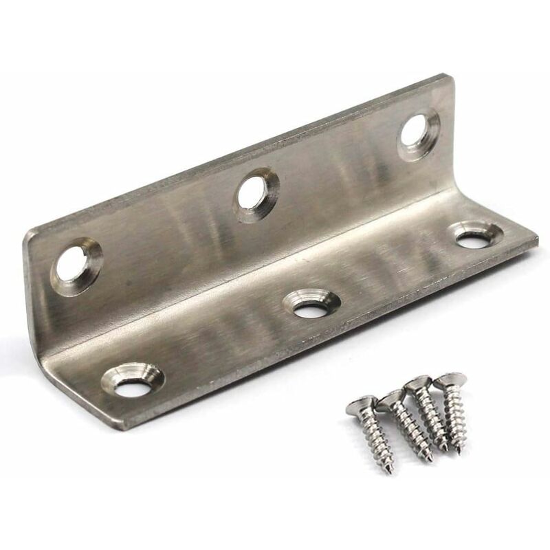 Memkey - Lot de 10 équerres d'angle en acier inoxydable en forme de l pour étagères en bois 80 x 20 x 20 mm