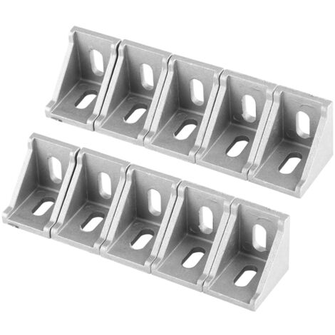 Lot de 10 équerres d'angle en alliage d'aluminium en forme de L, fixations à angle droit 35 x 35 mm