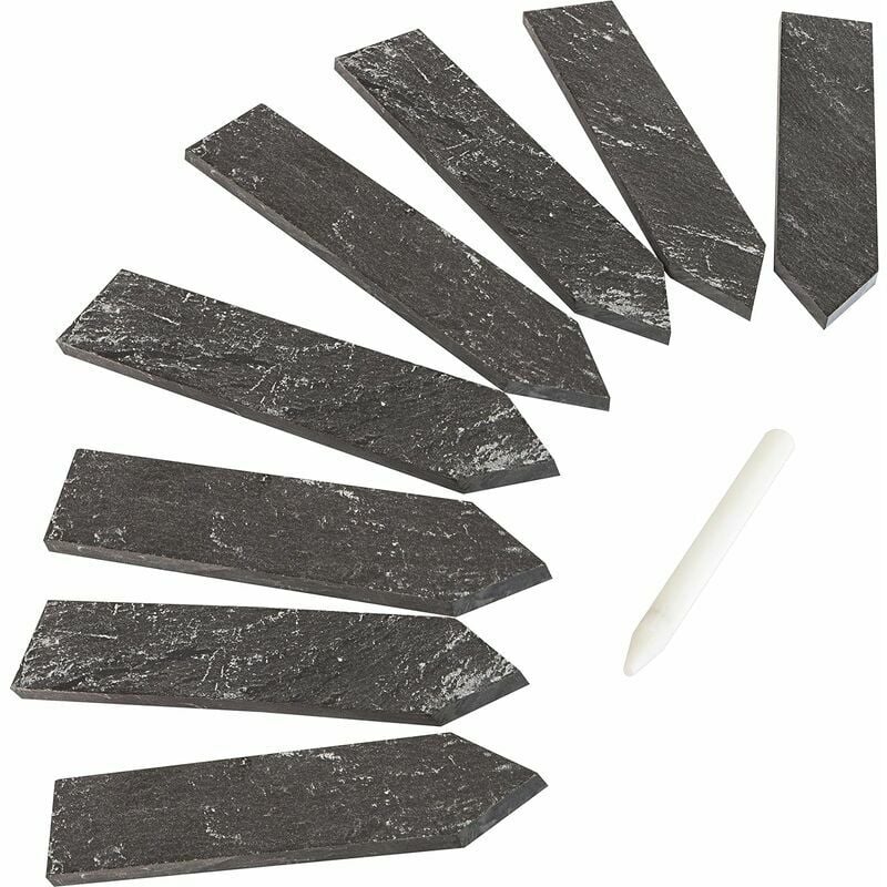 Tigrezy - Lot de 10 étiquettes en ardoise avec craie pour plantes ,noir,152cm
