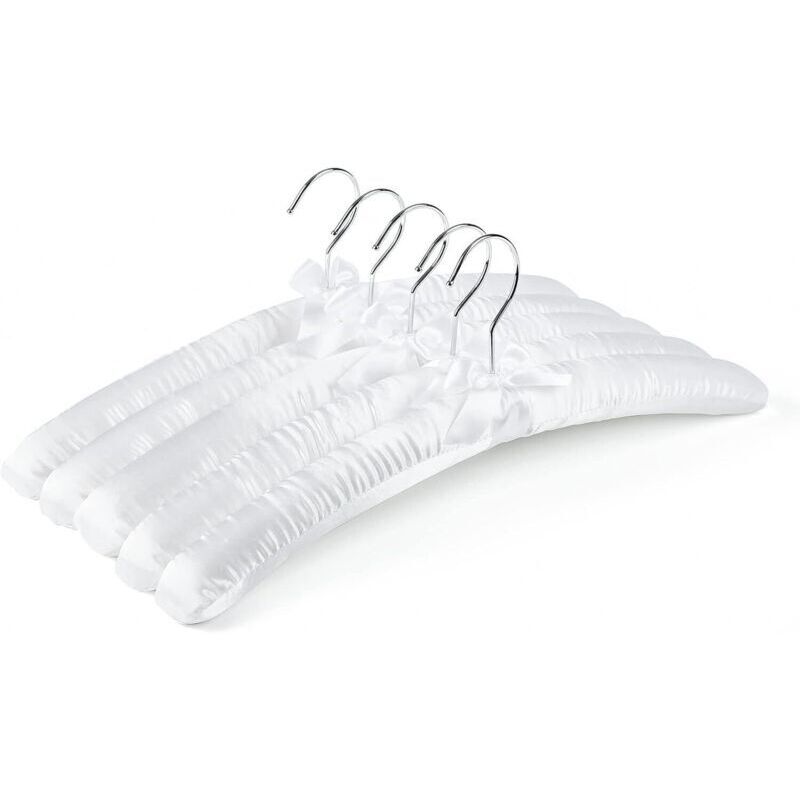 Lot de 10 Extra Longs Cintres en Satin Blanc 38cm, Cintre en Soie Douce pour Mariée T-Shirts Chemises Manteaux Robe Pulls H239