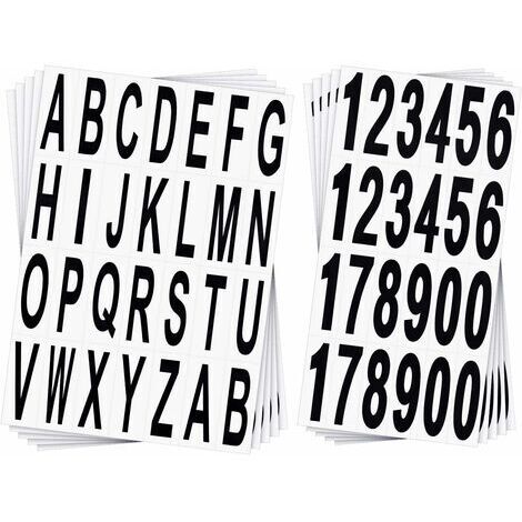 Lot de 10 feuilles autocollantes de numéros et lettres en vinyle noir – Taille 6,7 x 2,2 cm – Pour boîte aux lettres, porte, véhicule