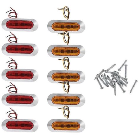 Lot de 10 feux de gabarit latéraux à LED 12V pour remorques, pick-ups, camping-cars