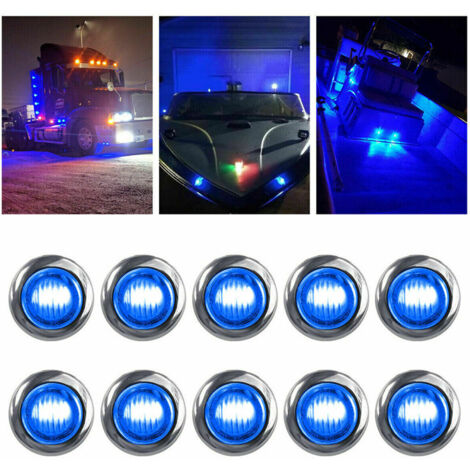 Lot de 10 feux de position à DEL de 3/4 po pour camions et remorques, ronds, à montage latéral, sphériques