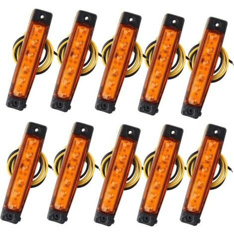 Lot de 10 feux de position latéraux à LED SMD 6 pouces 12 V, feux de position avant et arrière pour remorque, camion, caravane, camping-car, bus, bateau, tracteur, jaune-orange