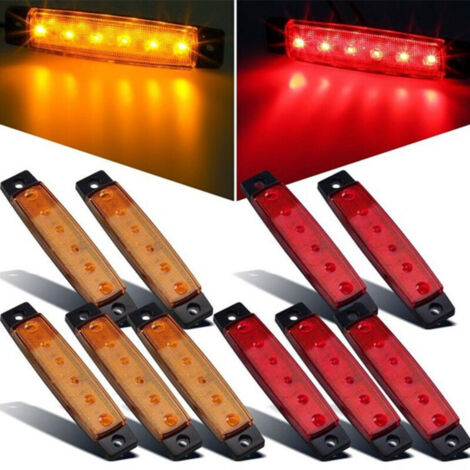 Lot de 10 feux de roche à LED, feux de garde-boue à LED, feux de passage de roue, feux à LED pour camions, voiturette de golf, Jeep Wrangler, RZR, Offroad, F150, F250, motoneige (rouge et jaune)