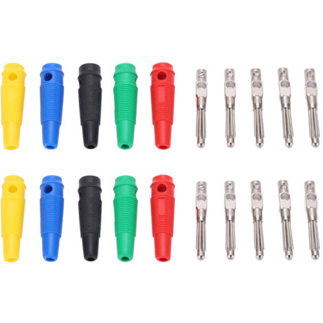 Lot de 10 fiches bananes mâles, 4 mm, 7 broches, 1000 V, 32 A, gaine souple