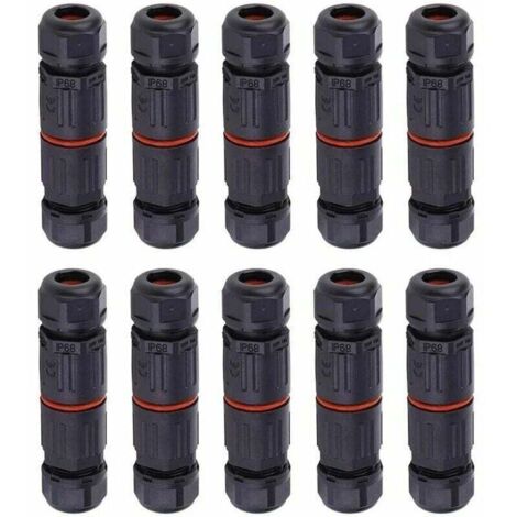 Lot de 10 Fil électrique étanche, connecteur de câble extérieur pour boîte de jonction étanche, IP68 Connecteur de câble électrique étanche pour connecteur 3 broches prise de courant extérieure