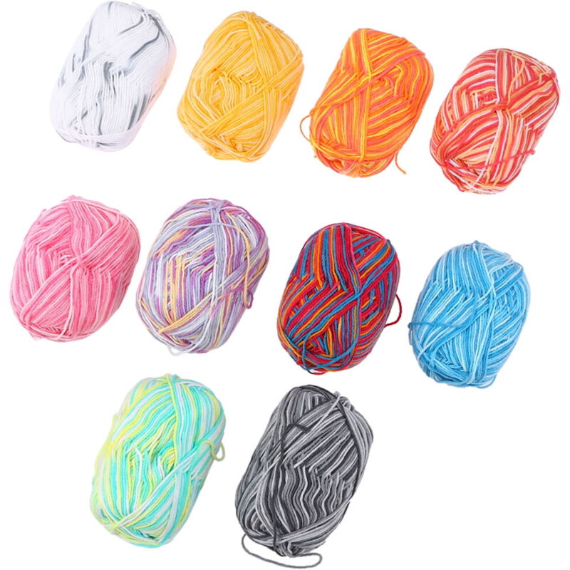 Feiyue - Lot de 10 fils acryliques pour tricoter, aiguilles à crochet colorées, coton au lait, laine moyenne épaisse pour bébé