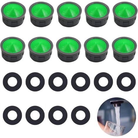 Lot de 10 filtres de robinet avec 10 joints - Limiteur de robinet - Accessoires de salle de bain - Pièces de rechange pour salle de bain et cuisine