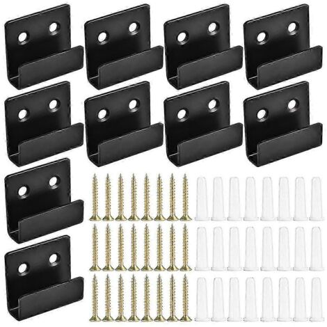 Lot de 10 fixations murales pour miroir, supports en U en acier inoxydable avec vis, kit de suspension pour miroir, crochets robustes pour tableaux-AquaForge
