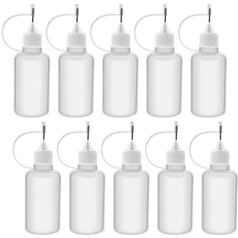Lot de 10 flacons compte-gouttes rechargeables de 30 ml en plastique souple avec bouchon à aiguille