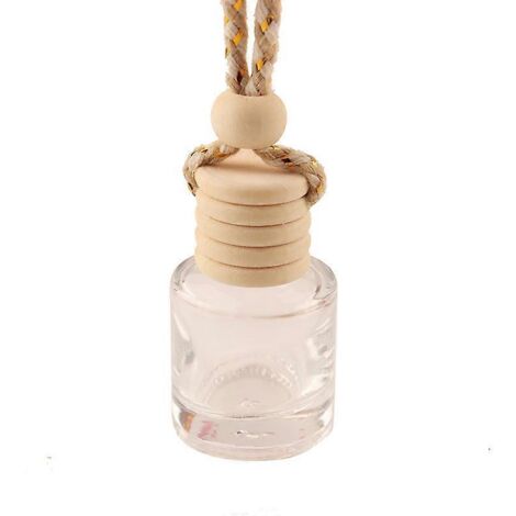 Lot de 10 flacons de parfum d'ambiance pour voiture de 8 ml. Flacons vides en verre transparent avec bouchon en bois et bandoulière.