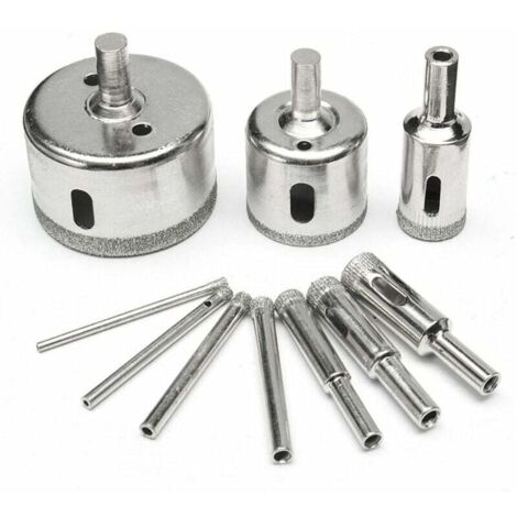 Lot de 10 forets diamantés de 6 à 30 mm pour scie-cloche avec revêtement diamant pour verre, céramique, carrelage, porcelaine, marbre, granit