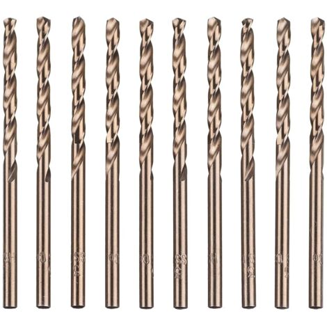 Lot de 10 forets hélicoïdaux en acier rapide M35 HSS or cobalt pour perceuses métriques à haute vitesse 3 mm x 63 mm pour perçage des Acier inoxydable et métal