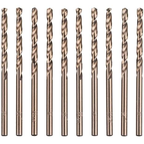 Lot de 10 forets hélicoïdaux en acier rapide M35 HSS or cobalt pour perceuses métriques à haute vitesse 3 mm x 63 mm pour perçage des Acier inoxydable et métal-LIAIKI