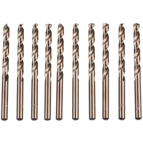 Lot de 10 forets hélicoïdaux en acier rapide M35 HSS or cobalt pour perceuses métriques à haute vitesse 6 mm x 93 mm pour perçage des Acier inoxydable et métal