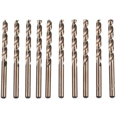 Lot de 10 forets hélicoïdaux en acier rapide M35 HSS or cobalt pour perceuses métriques à haute vitesse 6 mm x 93 mm pour perçage des Acier inoxydable et métal