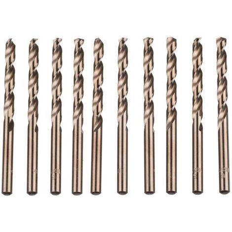 Lot de 10 forets hélicoïdaux en acier rapide M35 HSS or cobalt pour perceuses métriques à haute vitesse 6 mm x 93 mm pour perçage des Acier inoxydable et métal