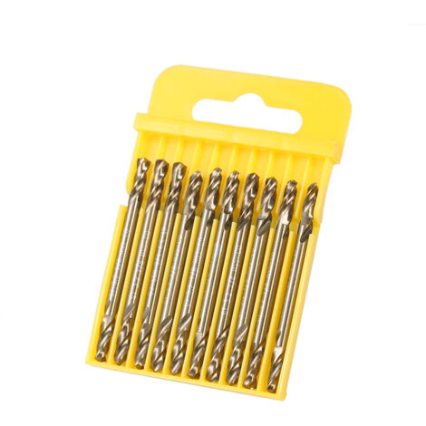Lot de 10 forets HSS-Co cobalt M35 1/8", double pointe. Résistants chaleur, pour acier inox, métal dur, perçage précis.