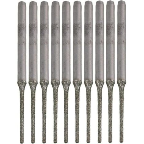 Lot de 10 forets prolongés à pointe argentée en diamant, pour percer des trous sur des minéraux, perles, agates, bijoux, argent