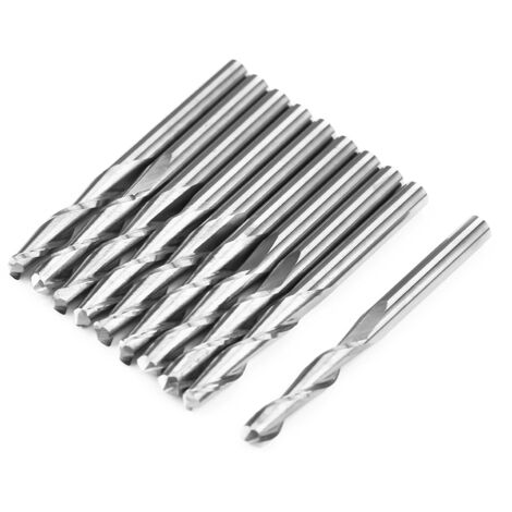 Lot de 10 fraises à bout sphérique en carbure à double goujure, 3,175 x 17 mm, pour CNC