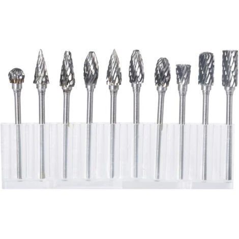 Lot de 10 fraises rotatives en carbure de tungstène avec tête de meulage pour outils rotatifs Dremel, forage et polissage du métal