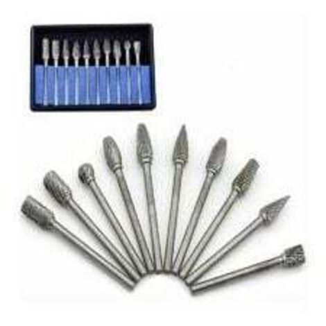 Lot de 10 fraises rotatives en carbure de tungstène avec tête de meulage pour outils rotatifs Dremel, forage et polissage du métal
