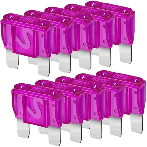 Lot de 10 Fusibles à lame Maxi APX de Rechange 100 A pour Voitures, Camions, camping-cars Bateaux Automobiles Véhicules Camping-cars SUV