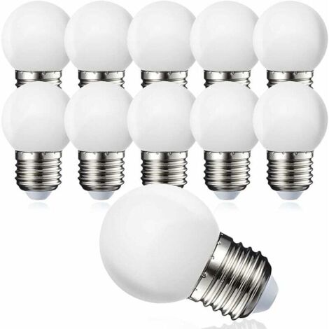 Lot de 10 globe LED E27 G45 - Blanc chaud 3000 K - 5W G45 - Coque en polycarbonate mat - Intensité non variable [Classe énergétique G]
