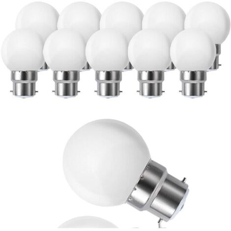 Lot de 10 globes LED B22 G45, blanc chaud 3500 K, 3 W G45, 180 lm, boîtier en polycarbonate mat, non dimmable [Classe énergétique G] -