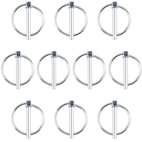 Lot de 10 goupilles de verrouillage de remorque en acier au carbone de 6 mm de diamètre pour rail de ferme, pelouse