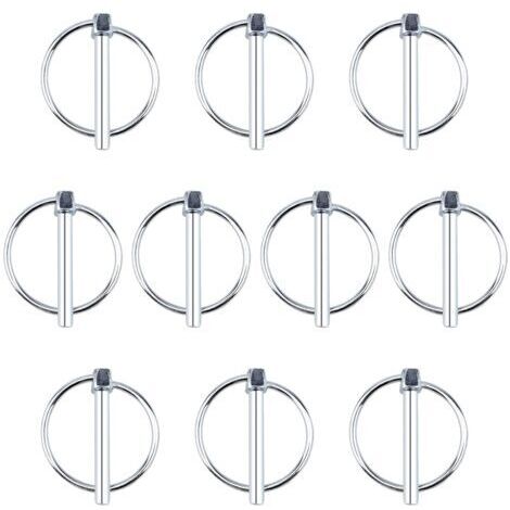 Lot de 10 goupilles de verrouillage de remorque en acier au carbone de 6 mm de diamètre pour rail de ferme, pelouse