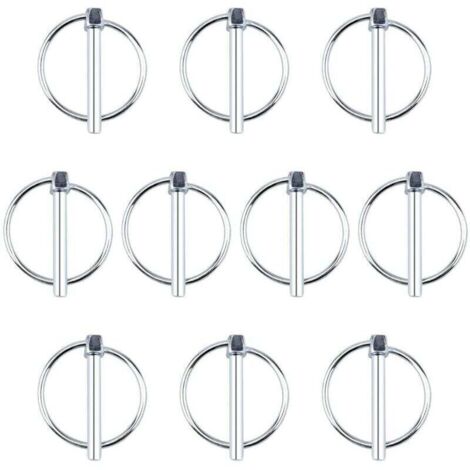 Lot de 10 goupilles de verrouillage de remorque en acier au carbone de 6 mm de diamètre pour rail de ferme, pelouse