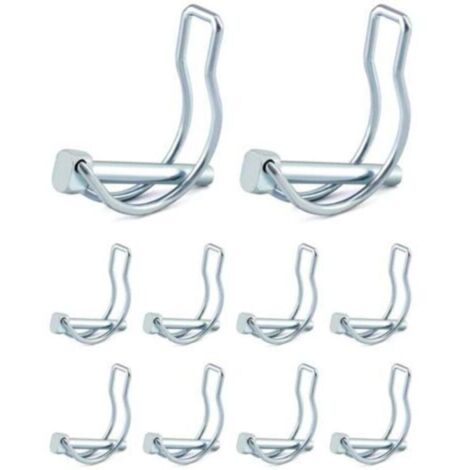 Lot de 10 goupilles de verrouillage forme D – Acier au carbone zingué – Longueur 45 mm – Pour attelage remorques et machines
