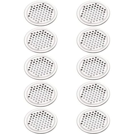 Lot de 10 grilles d'aération rondes en acier inoxydable pour salle de bain, cuisine, armoires, armoires à chaussures, 53 mm