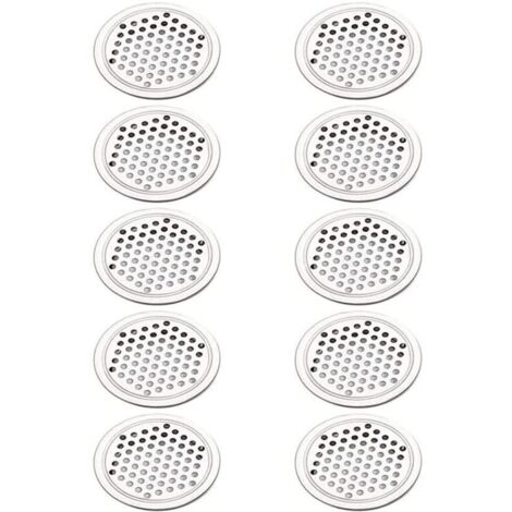 Lot de 10 grilles d'aération rondes en acier inoxydable pour salle de bain, cuisine, armoires, armoires à chaussures, 53 mm