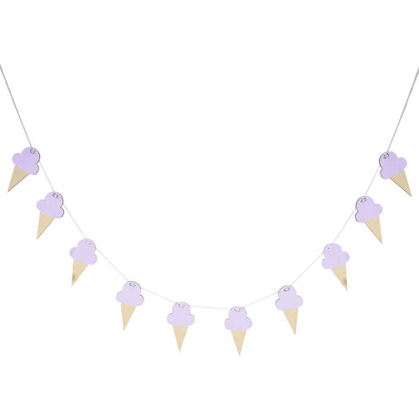Lot de 10 Guirlandes en Bois À Suspendre en Forme De Cône De Glace pour Appartement, Dortoir, Salon, Chambre d'enfant, Décoration De Fête Artistique (Violet)