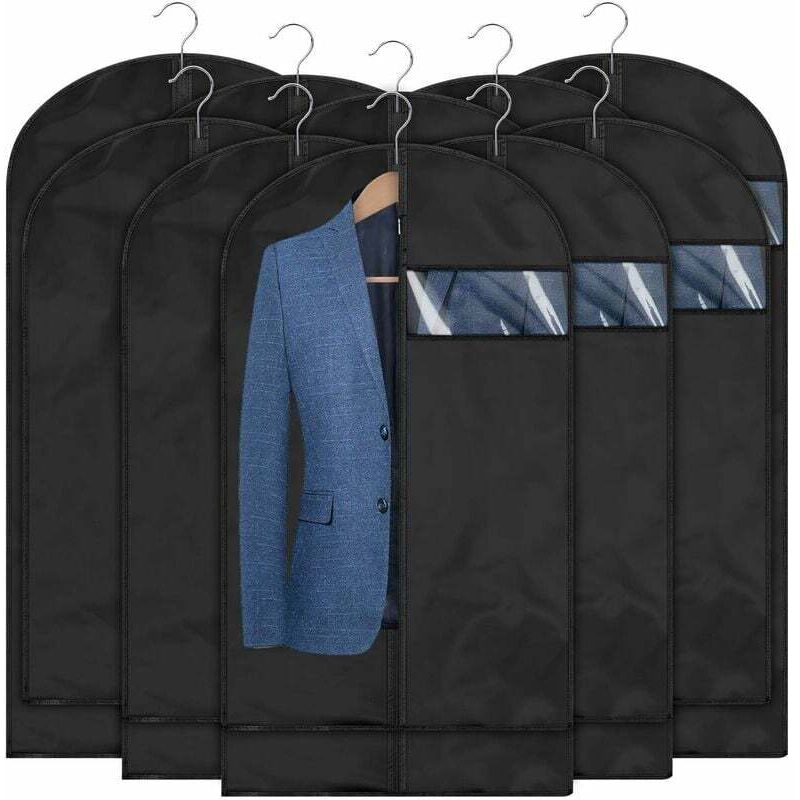 Ahlsen - Lot de 10 housses à vêtements de qualité supérieure Noir 5 60x100cm + 5 60x120cm