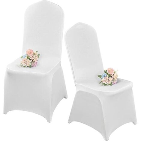 Lot de 10 housses de chaise blanches en élasthanne blanc pour salon - housses de chaise universelles pour salle à manger, protection de mariage