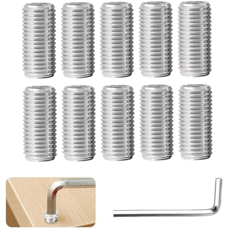 Lot de 10 inserts filetés M8 vers M5 en acier inoxydable - Boulons filetés avec filetage intérieur M5 x 1,25 et filetage extérieur M8 x 1,5 - Pour