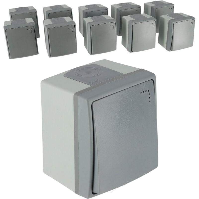 Rotofor - Lot de 10 Interrupteurs à bouton poussoir étanche - Protection IP55 - 22w17