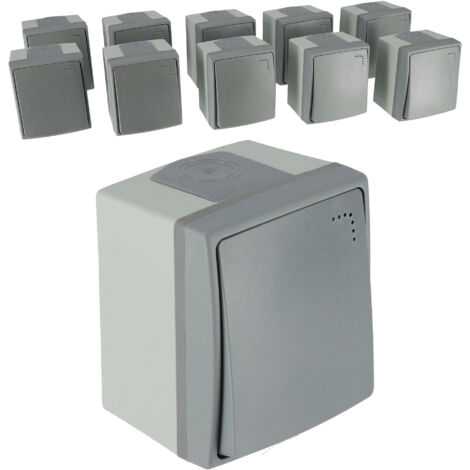 Lot de 10 Interrupteurs à bouton poussoir étanche - Protection IP55 - 22w17