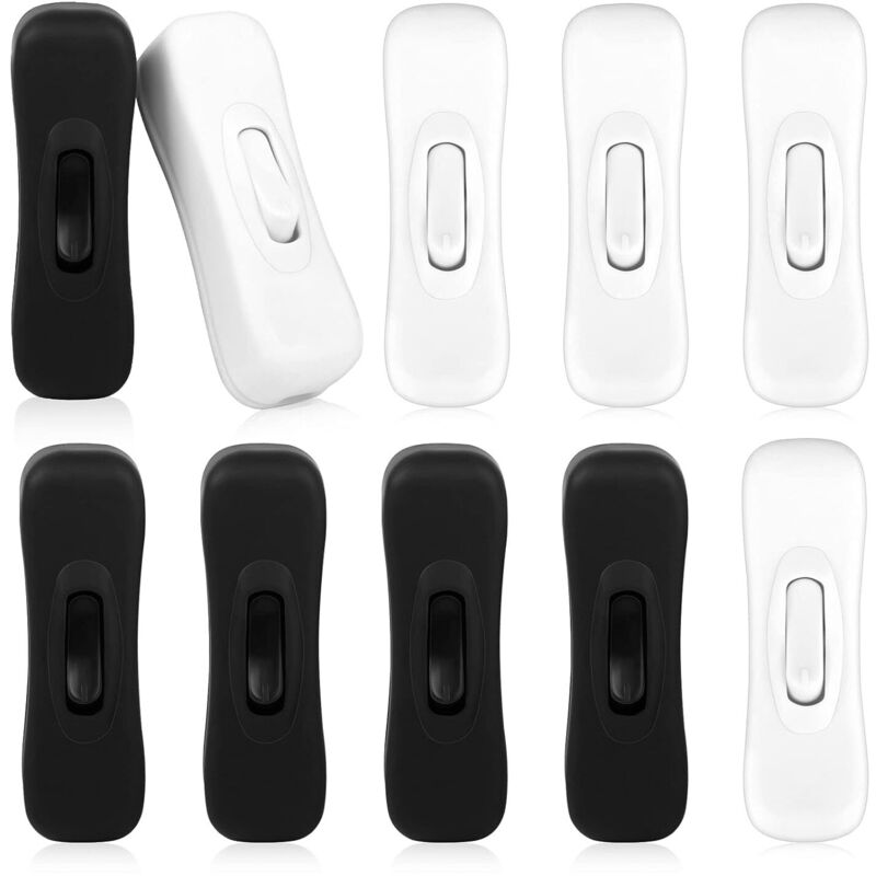 Lot de 10 interrupteurs intermédiaires, interrupteurs d'éclairage et interrupteurs électriques interrupteurs traversants noirs 2A et interrupteurs
