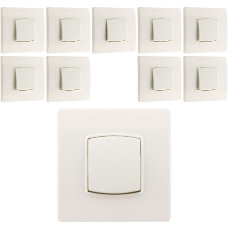 Lot de 10 interrupteurs va-et-vient encastrables 10A – Bornes automatiques – 230V 2300W – Finition blanche élégante – Diwone