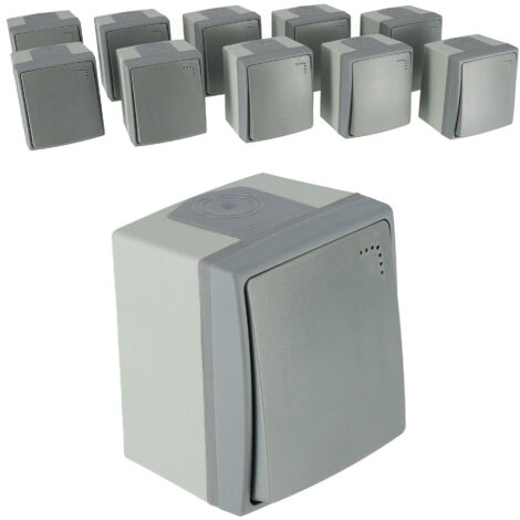 Lot de 10 interrupteurs va-et-vient étanche - protection IP55
