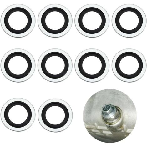 Lot de 10 joints de bouchon de vidange d'huile en aluminium pour Peugeot Citroën Renault, accessoires automobiles de rechange 110265505R, 6079970345, 8200641648, 7700266044 (10 PCS, Taille Unique)