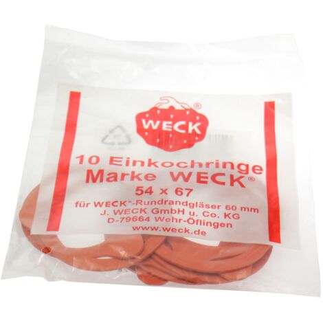 Lot de 10 joints toriques en caoutchouc 54 x 67 mm – Pour bocaux de conservation ronds Ø 60 mm – Fermeture hermétique – Weck