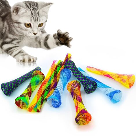 Lot de 10 jouets à ressort pour chat - Spirale colorée - En plastique coloré - Jouet pour chat - Mordre et chasse aux chatons - Couleur aléatoire