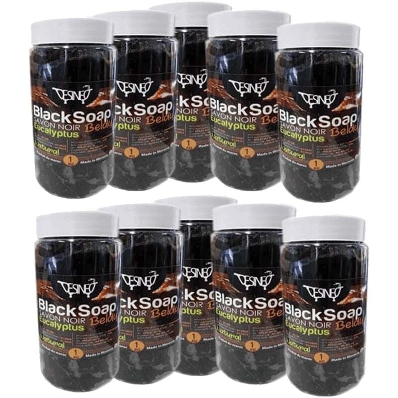 Lot de 10 kg de savon noir 100% naturel bio à l'eucalyptus beldi pour soin du corps